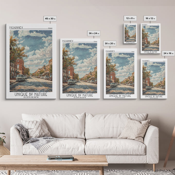 McKinney Travel Poster, Framed Canvas Print, City Travel Poster, Travel Wall Decor, City Wall Art, Travel Wall Art, Gallery Wall Set