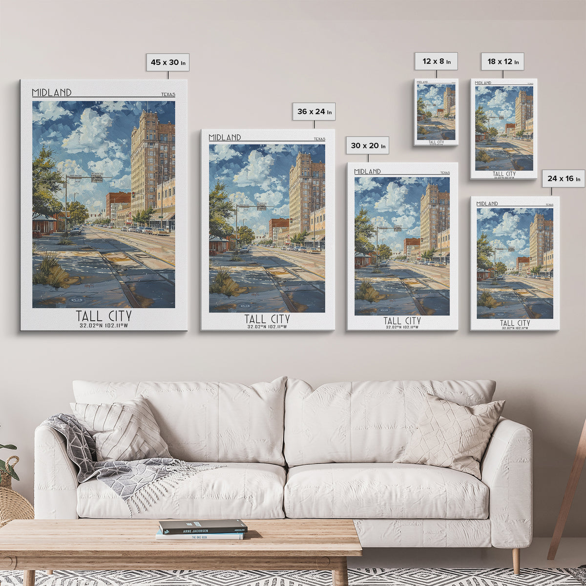 Midland Travel Poster, Framed Canvas Print, City Travel Poster, Travel Wall Decor, City Art Print, Travel Wall Art, Travel Art Print