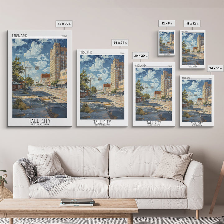 Midland Travel Poster, Framed Canvas Print, City Travel Poster, Travel Wall Decor, City Art Print, Travel Wall Art, Travel Art Print