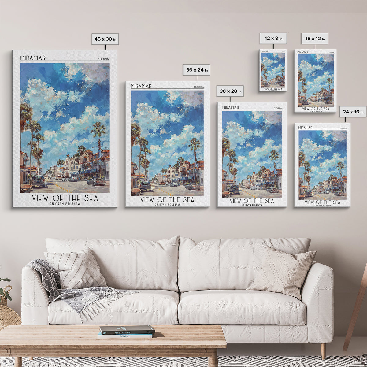 Miramar Travel Poster, Framed Canvas Print, City Travel Poster, Travel Wall Art, Modern Wall Decor, Minimalist Poster, Landscape Art