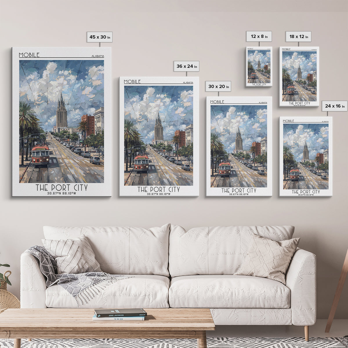 Mobile Travel Poster, Framed Canvas Print, Poster Print, Travel Wall Art, Colorful Wall Art, Home Office Decor, Mid Century Wall Art