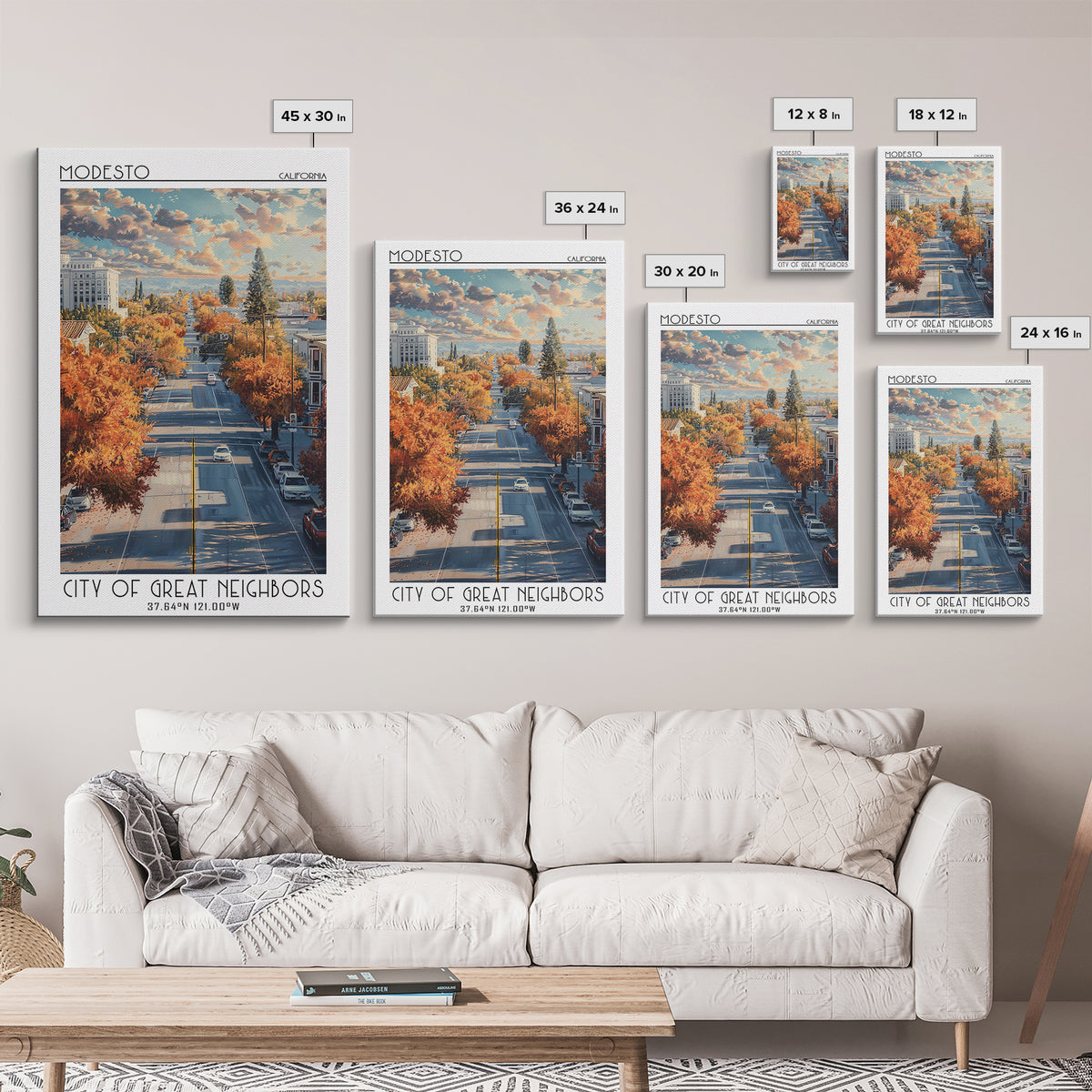 Modesto Travel Poster, Canvas Print, City Art Print, Travel Wall Art, Poster Art, Watercolor Cityscape, City Travel Poster, Wall Art