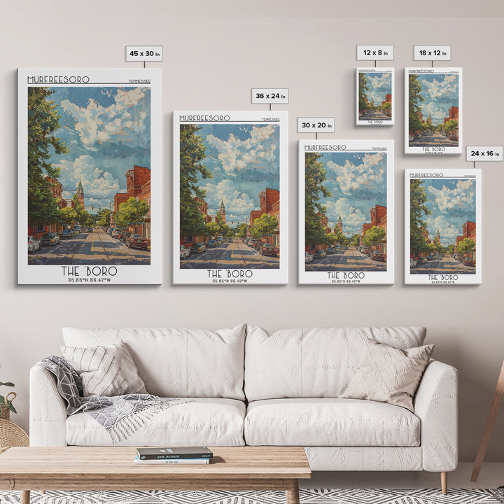 Murfreesboro Travel Poster, Framed Canvas Print, Vintage Travel Print, City Wall Art, Travel Posters, Vintage Poster, Vintage Travel