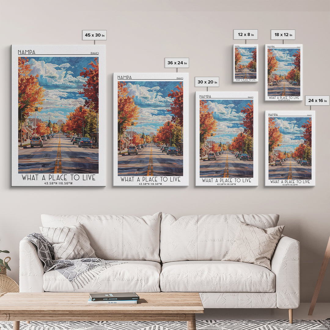 Nampa Travel Poster, Framed Canvas Print, City Travel Poster, Travel Wall Art, Fine Art Print, Retro Travel Print, Minimalist Poster