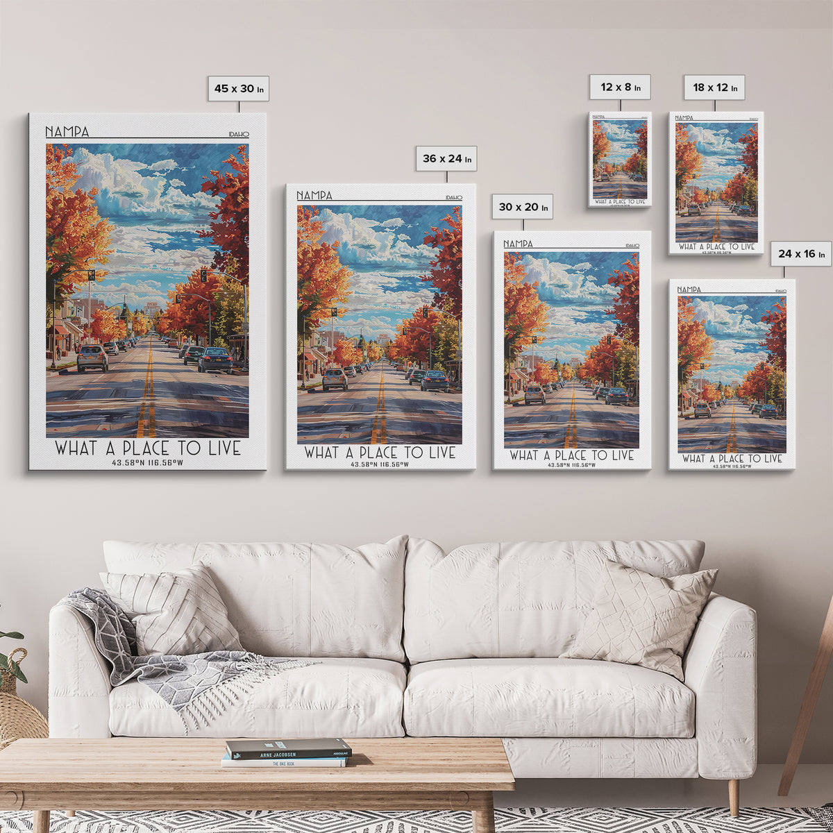 Nampa Travel Poster, Framed Canvas Print, City Travel Poster, Travel Wall Art, Fine Art Print, Retro Travel Print, Minimalist Poster