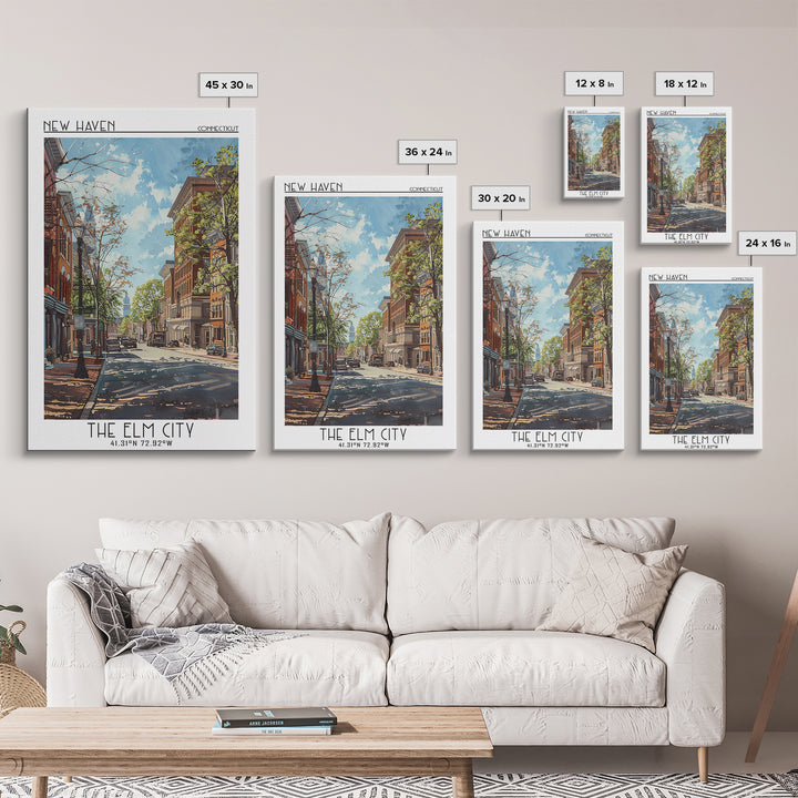 New Haven Travel Poster, Canvas Print, Retro Travel Poster, City Wall Art, Mid Century Wall Art, Travel Wall Art, Retro Travel Print