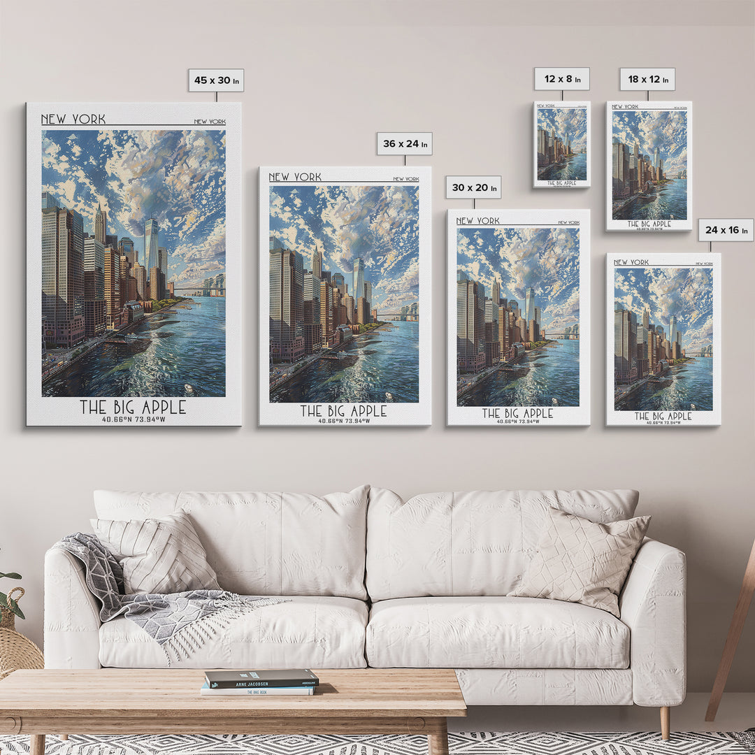 New York Travel Poster, Framed Canvas Print, Vintage Travel Print, City Wall Art, City Art Print, Retro Wall Art, City Travel Poster