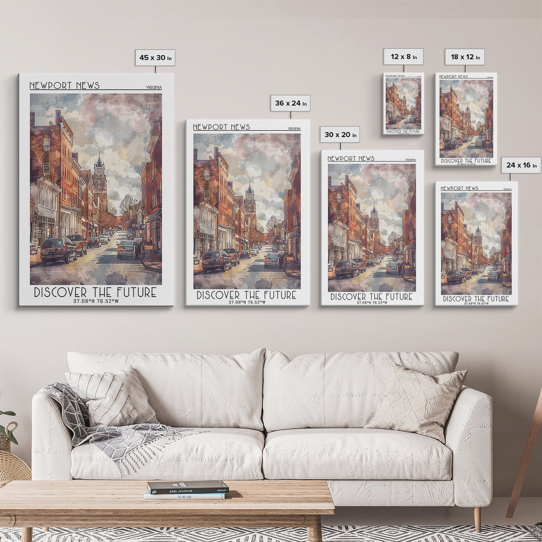 Newport News Travel Poster, Canvas Print, Travel Wall Art, City Wall Art, Vintage Travel, Vintage Travel Print, Living Room Wall Art