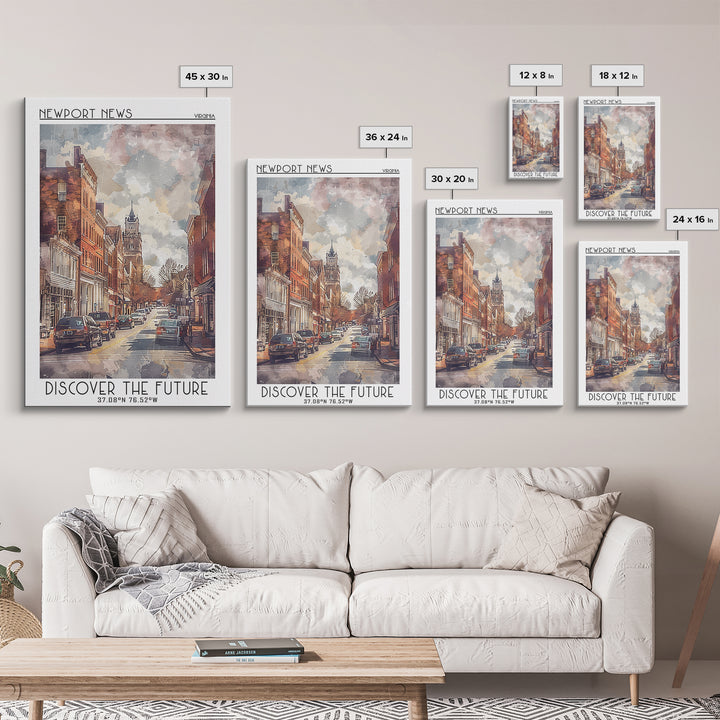 Newport News Travel Poster, Canvas Print, Travel Wall Art, City Wall Art, Vintage Travel, Vintage Travel Print, Living Room Wall Art