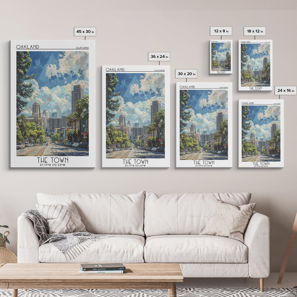 Oakland Travel Poster, Framed Canvas Print, City Travel Poster, Travel Wall Art, Living Room Wall Art, Home Decor, Colorful Wall Art