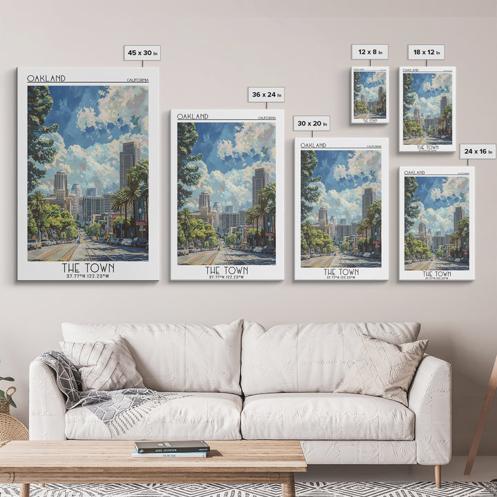 Oakland Travel Poster, Framed Canvas Print, City Travel Poster, Travel Wall Art, Living Room Wall Art, Home Decor, Colorful Wall Art