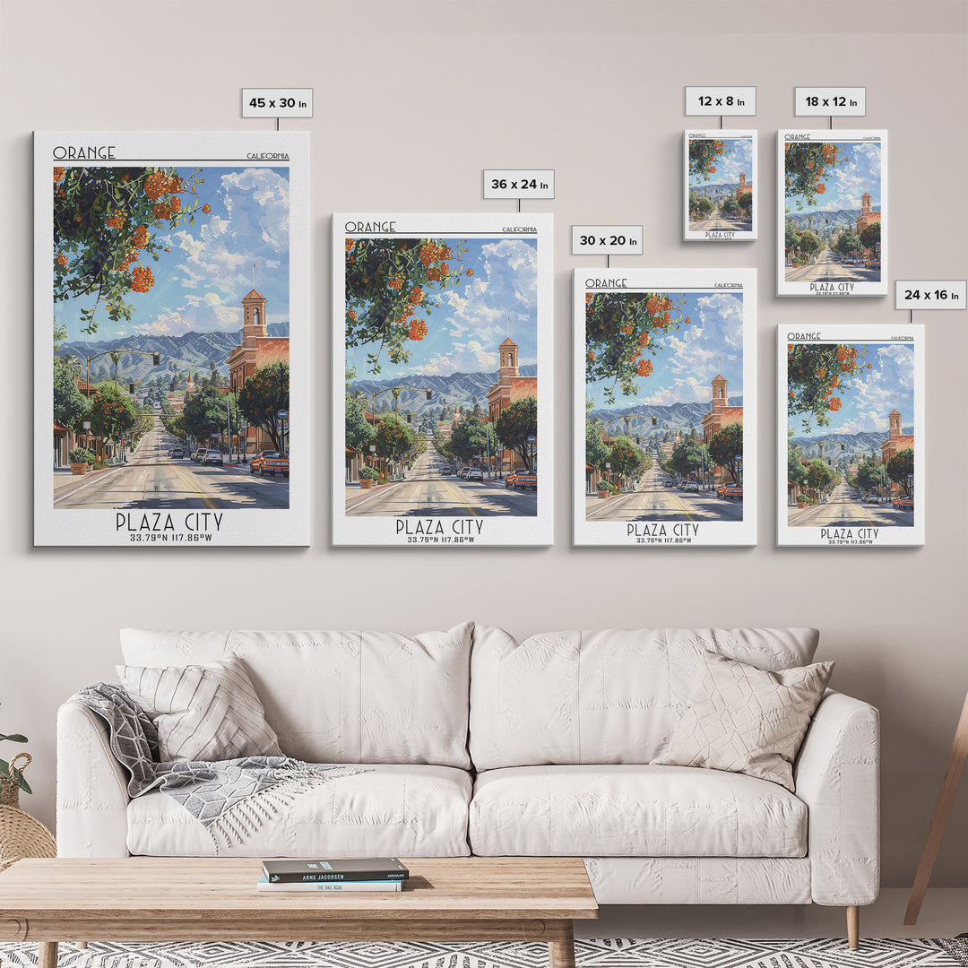 Orange Travel Poster, Canvas Print, City Travel Poster, Travel Wall Decor, Home Decor, Travel Posters, Fine Art Print, City Wall Art
