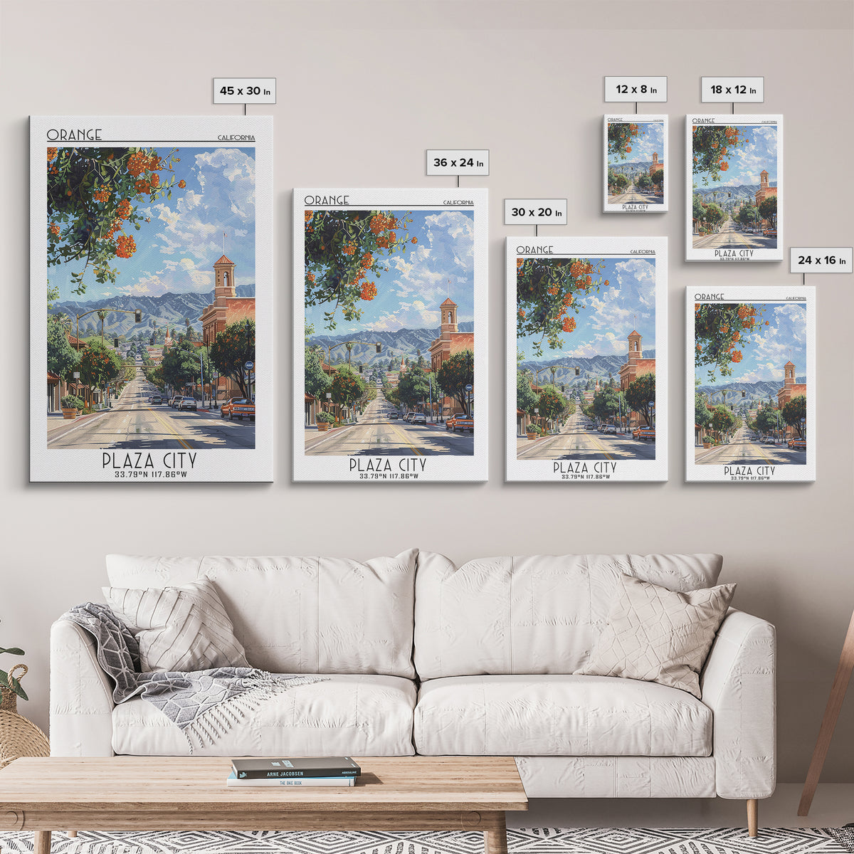 Orange Travel Poster, Canvas Print, City Travel Poster, Travel Wall Decor, Home Decor, Travel Posters, Fine Art Print, City Wall Art