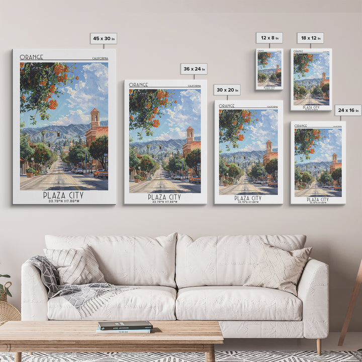 Orange Travel Poster, Canvas Print, City Travel Poster, Travel Wall Decor, Home Decor, Travel Posters, Fine Art Print, City Wall Art