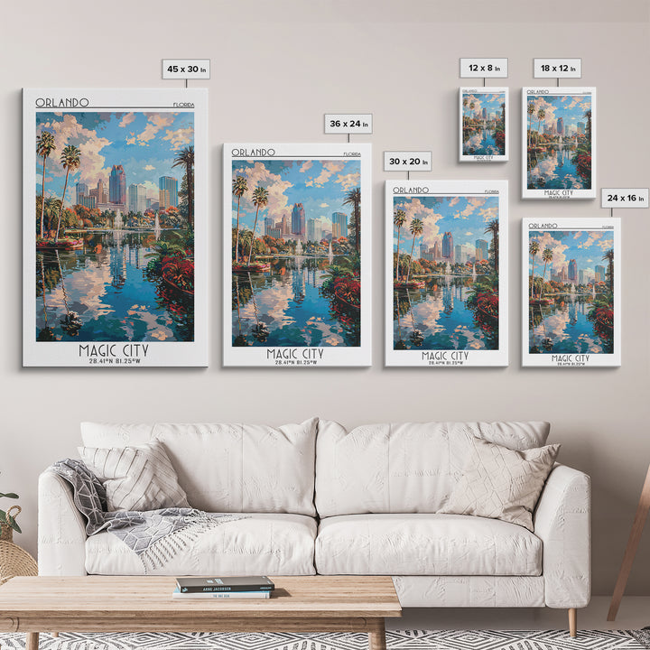Orlando Travel Poster, Canvas Print, Travel Wall Art, City Wall Art, Modern Wall Decor, Art Print, City Travel Poster, Landscape Art