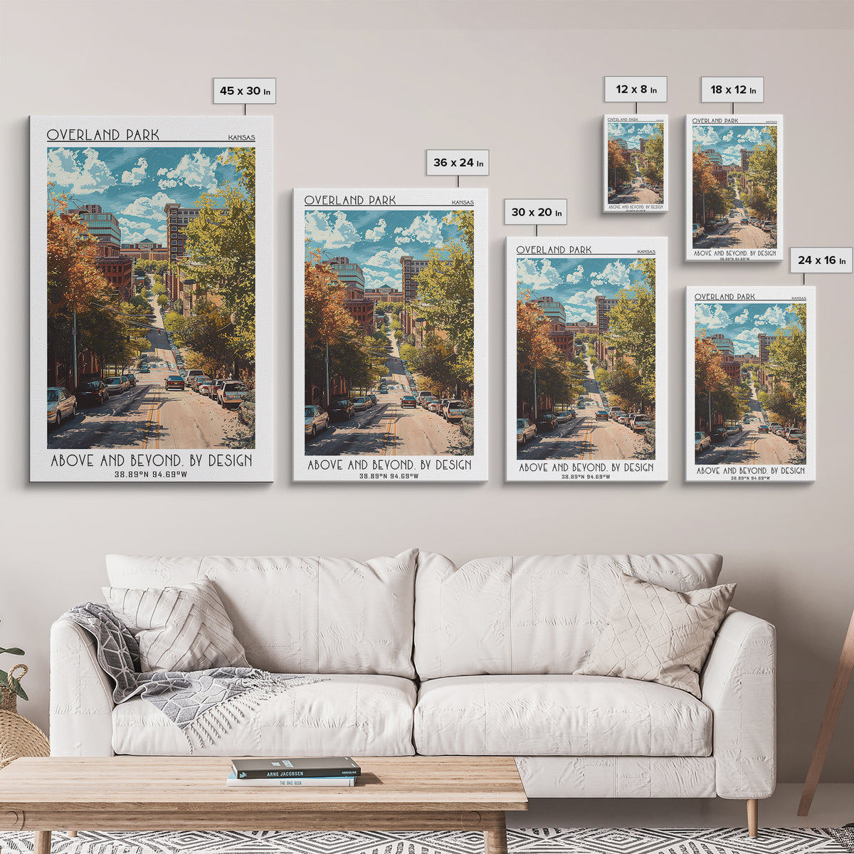 Overland Park Travel Poster, Framed Canvas Print, Travel Prints, Landscape Art, Retro Wall Art, City Art Print, Mid Century Wall Art