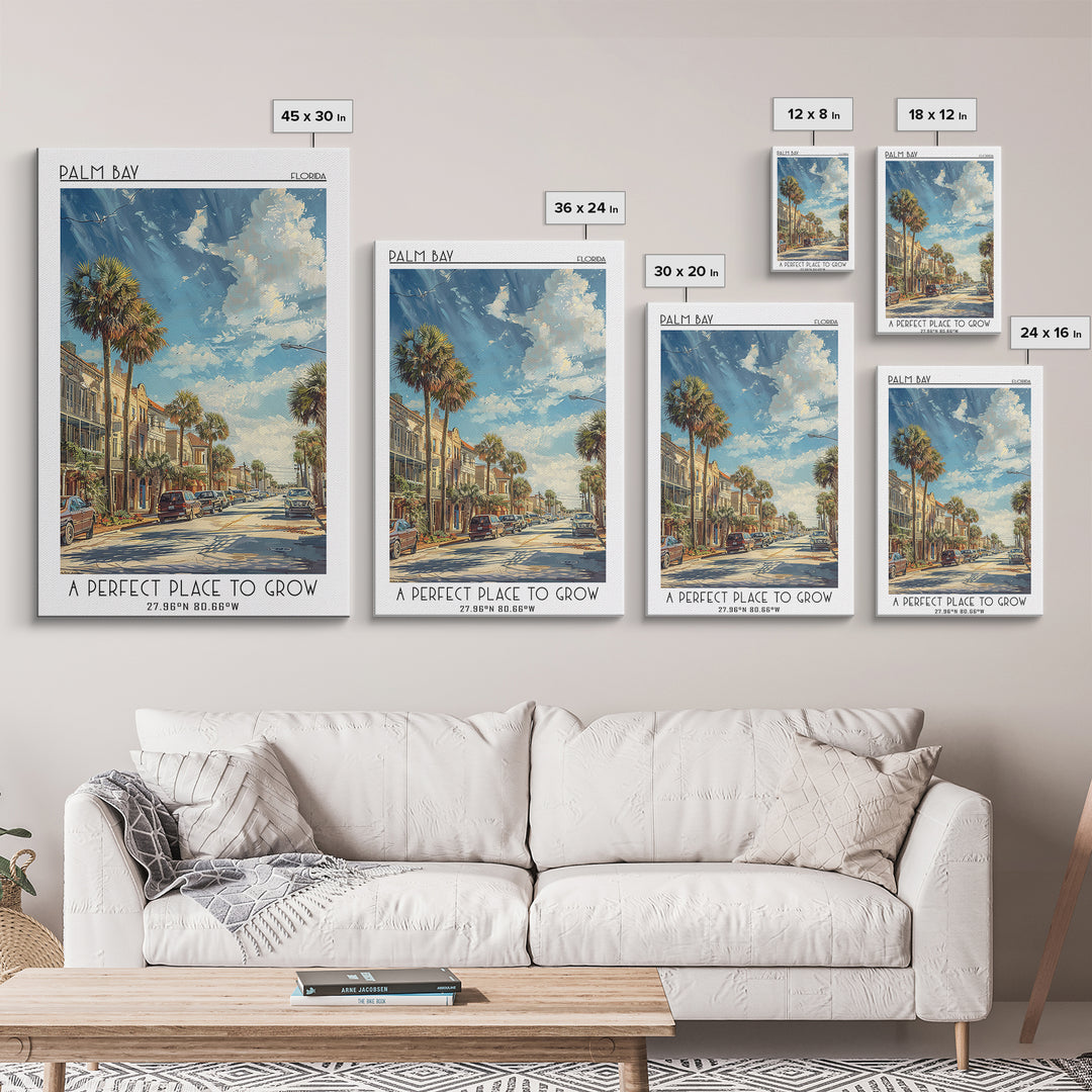 Palm Bay Travel Poster, Canvas Print, City Travel Poster, Travel Wall Decor, Retro Wall Art, Retro Travel Poster, Retro Travel Print