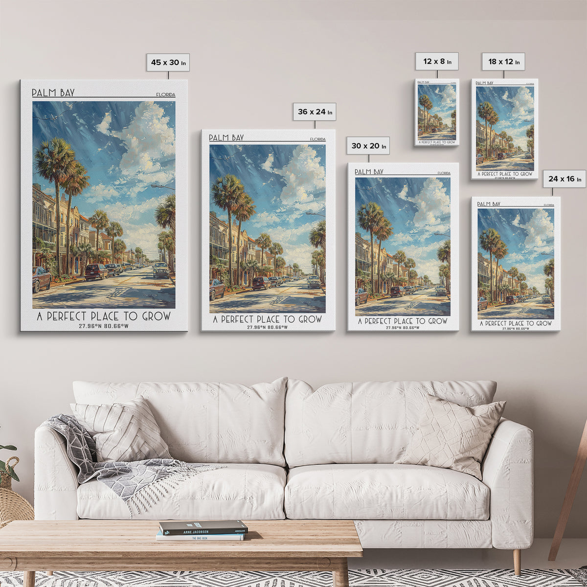Palm Bay Travel Poster, Canvas Print, City Travel Poster, Travel Wall Decor, Retro Wall Art, Retro Travel Poster, Retro Travel Print