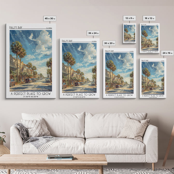 Palm Bay Travel Poster, Canvas Print, City Travel Poster, Travel Wall Decor, Retro Wall Art, Retro Travel Poster, Retro Travel Print