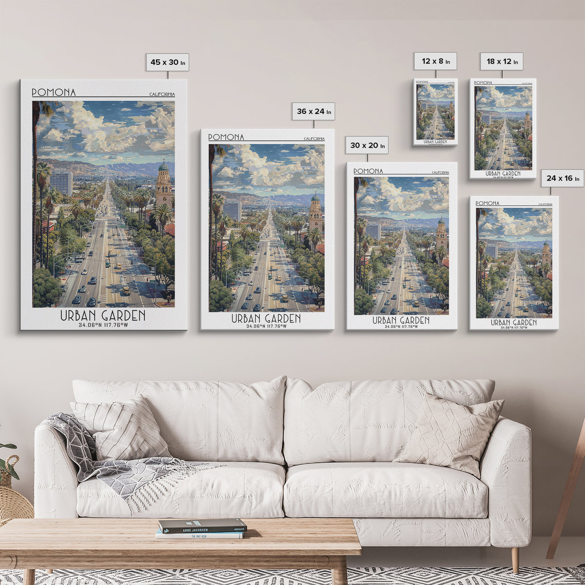Pomona Travel Poster, Framed Canvas Print, City Art Print, Travel Wall Art, Retro Travel Print, Vintage Travel Print, Travel Posters