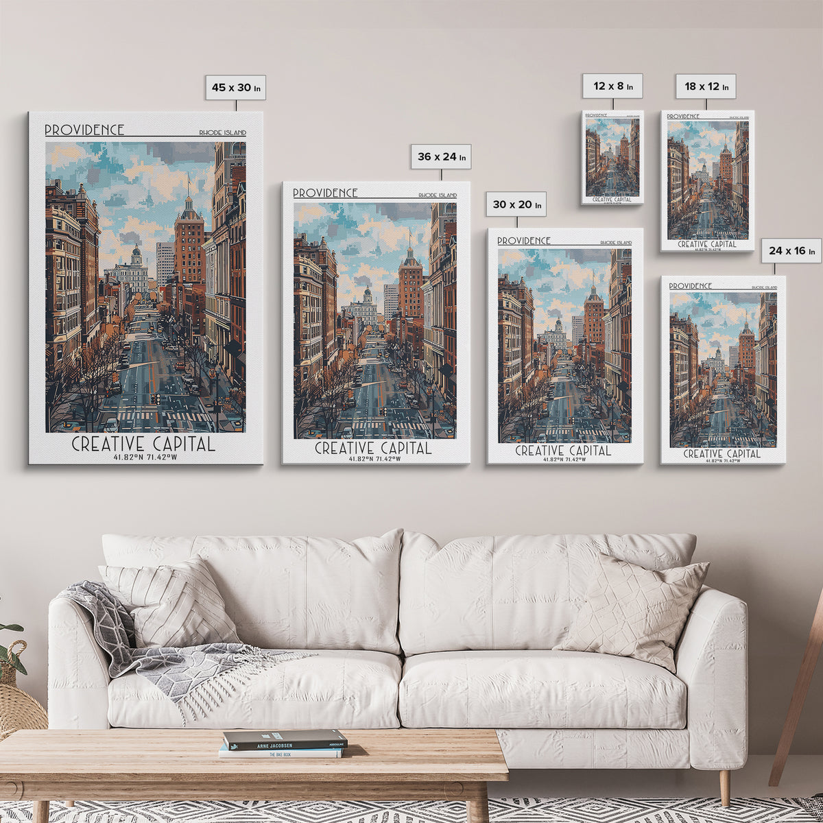 Providence Travel Poster, Canvas Print, Travel Prints, Landscape Art, Fine Art Print, Wall Art, City Illustration, Colorful Wall Art