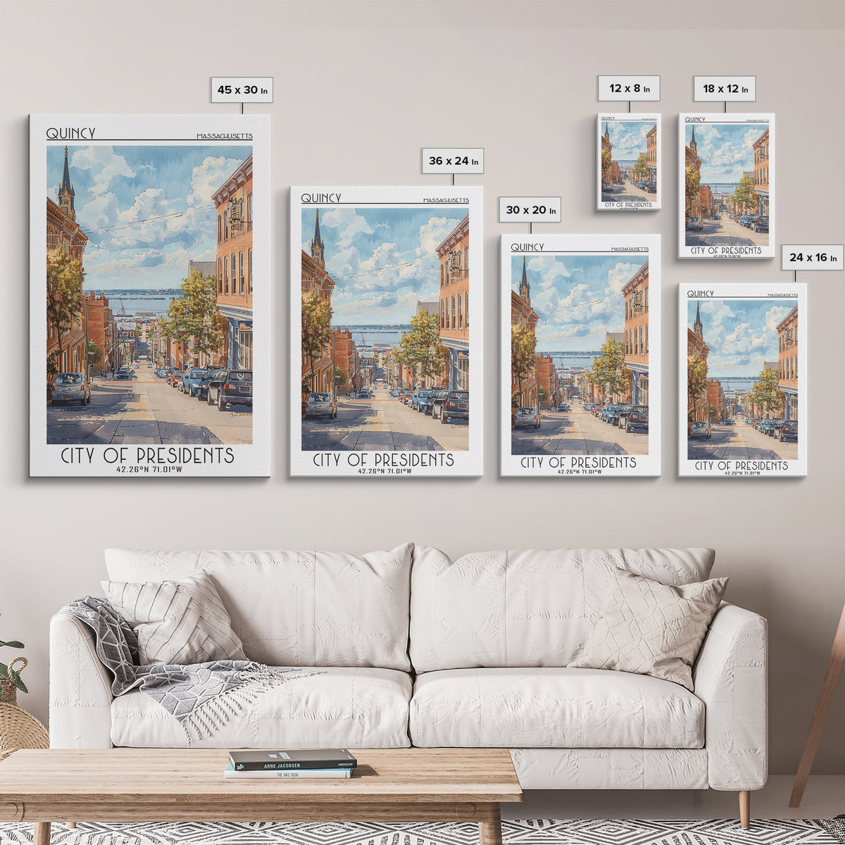 Quincy Travel Poster, Framed Canvas Print, City Travel Poster, Vintage City Poster, Travel Art Print, Landscape Art, Travel Wall Art