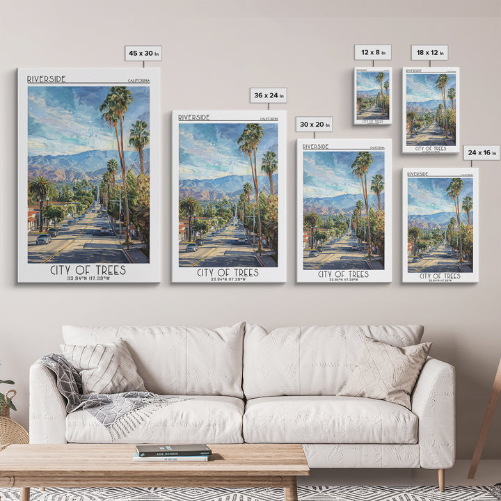 Riverside Travel Poster, Framed Canvas Print, Travel Art Print, Modern Wall Decor, City Art Print, Landscape Art, City Travel Poster