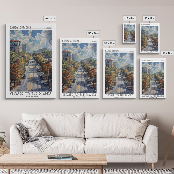 Sandy Springs Travel Poster, Canvas Print, Travel Prints, Landscape Art, City Wall Art, Colorful Wall Art, Retro Wall Art, Art Print