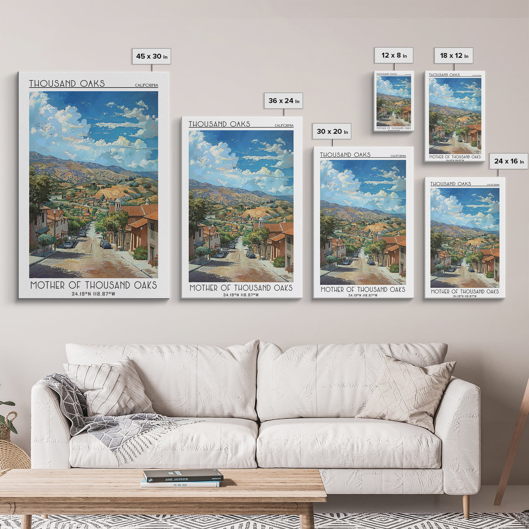 Thousand Oaks Travel Poster, Framed Canvas Print, Retro Travel Poster, City Wall Art, Retro Travel Print, Poster Print, Travel Print