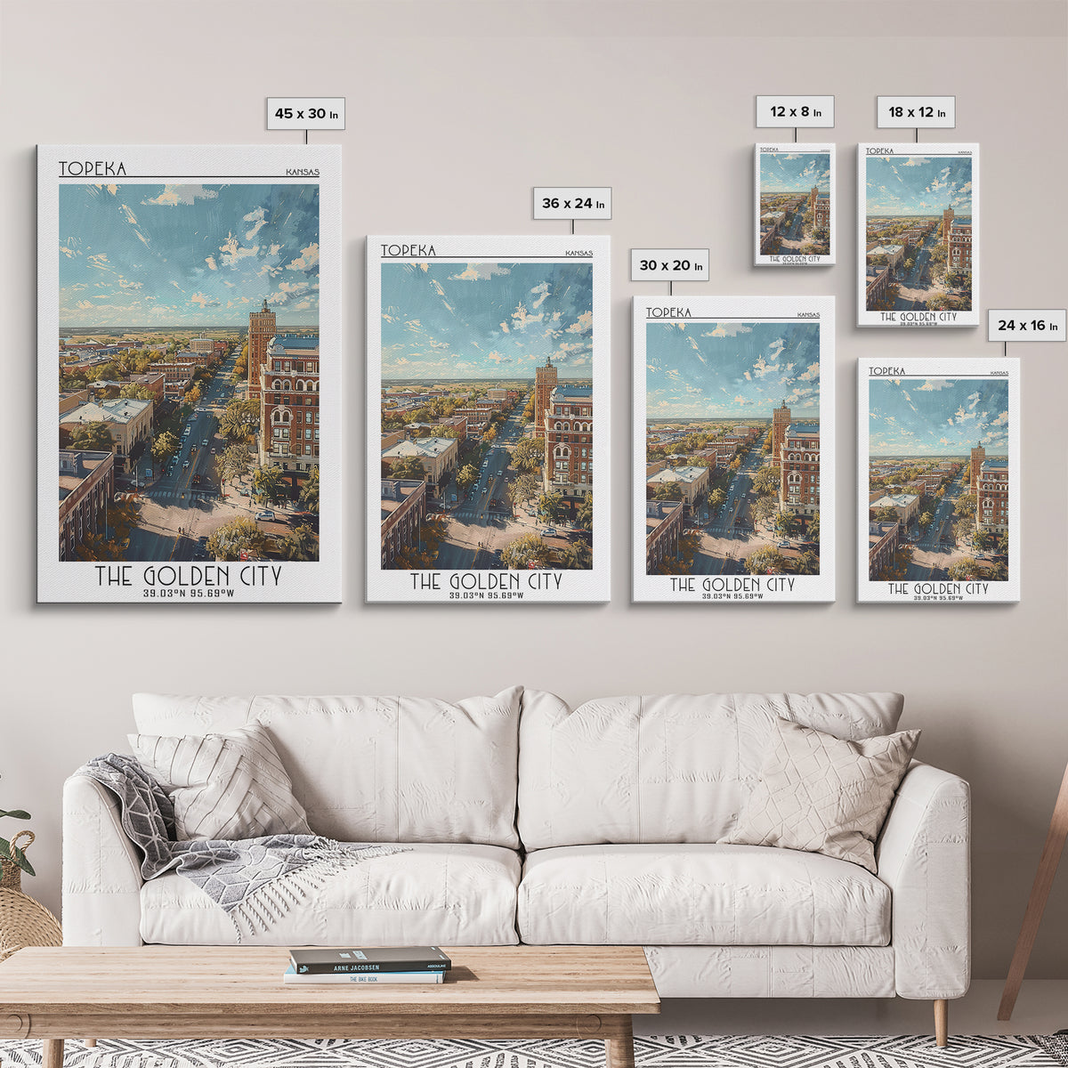 Topeka Travel Poster, Canvas Print, City Travel Poster, Travel Wall Art, Vintage City Poster, Living Room Wall Art, Gallery Wall Set