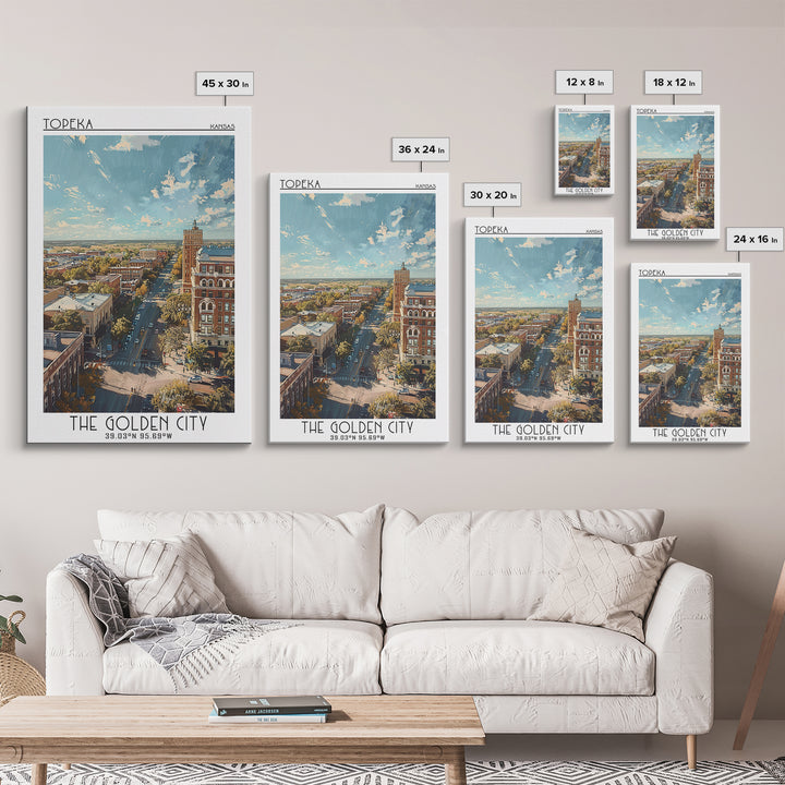 Topeka Travel Poster, Canvas Print, City Travel Poster, Travel Wall Art, Vintage City Poster, Living Room Wall Art, Gallery Wall Set