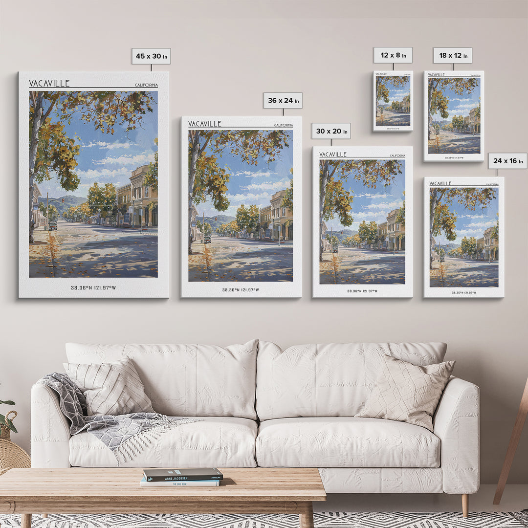 Vacaville Travel Poster, Canvas Print, Travel Wall Art, City Wall Art, Living Room Wall Art, Wall Art, Home Decor, City Illustration
