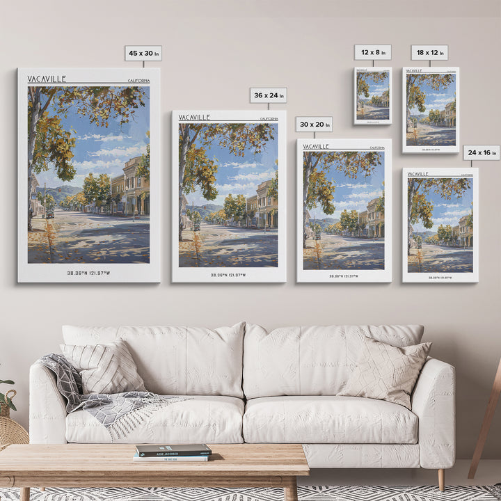 Vacaville Travel Poster, Canvas Print, Travel Wall Art, City Wall Art, Living Room Wall Art, Wall Art, Home Decor, City Illustration