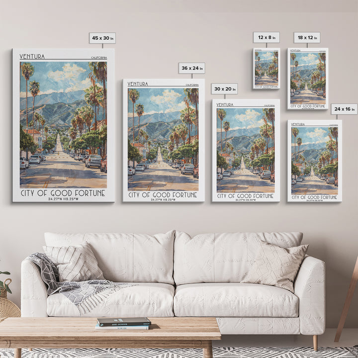 Ventura Travel Poster, Canvas Print, City Travel Poster, Travel Wall Art, Travel Art Print, Home Decor, Travel Prints, Landscape Art