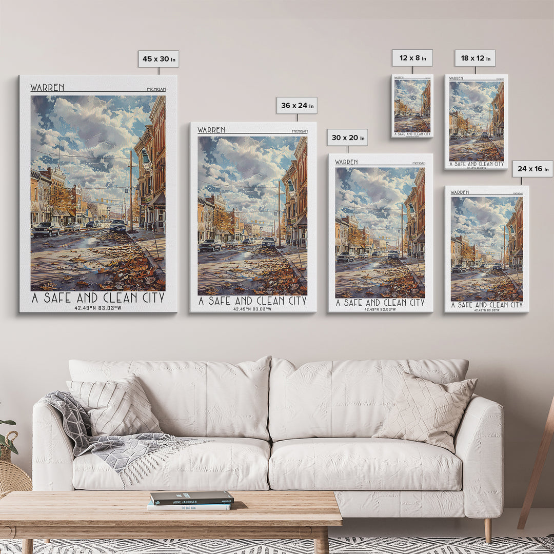 Warren Travel Poster, Canvas Print, City Travel Poster, Vintage City Poster, Minimalist Poster, City Art Print, Living Room Wall Art