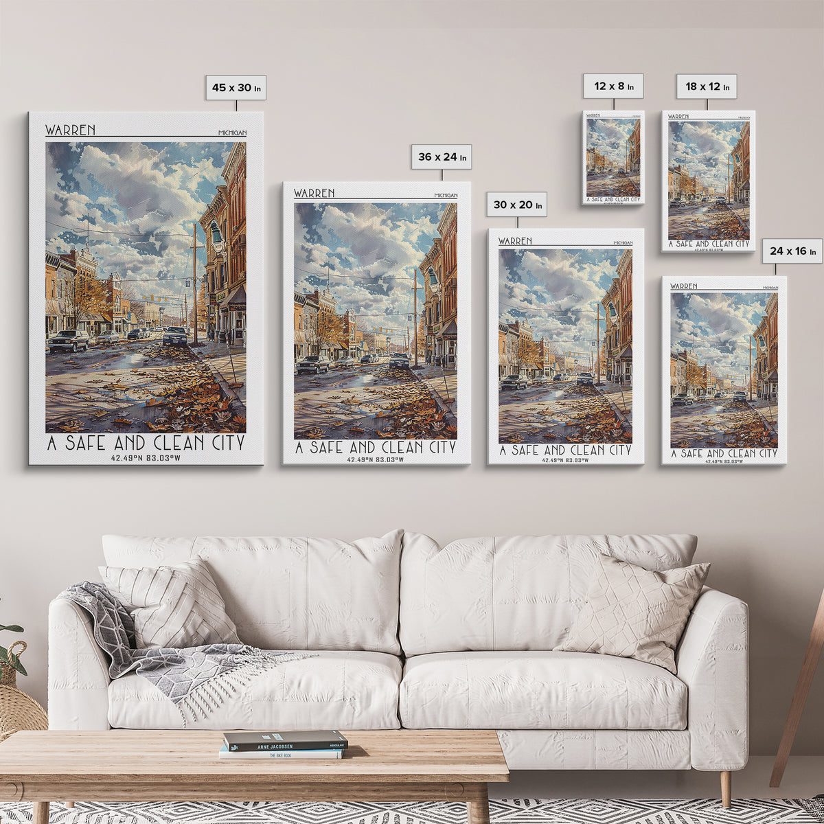 Warren Travel Poster, Canvas Print, City Travel Poster, Vintage City Poster, Minimalist Poster, City Art Print, Living Room Wall Art