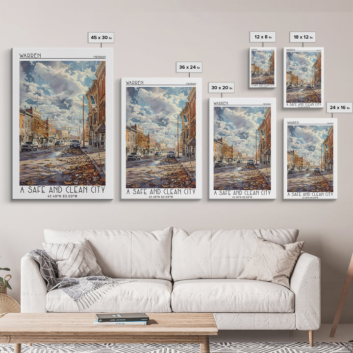 Warren Travel Poster, Canvas Print, City Travel Poster, Vintage City Poster, Minimalist Poster, City Art Print, Living Room Wall Art