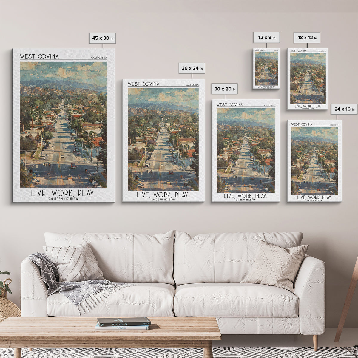 West Covina Travel Poster, Canvas Print, City Travel Poster, Travel Wall Decor, Retro Travel Print, Fine Art Print, Travel Art Print