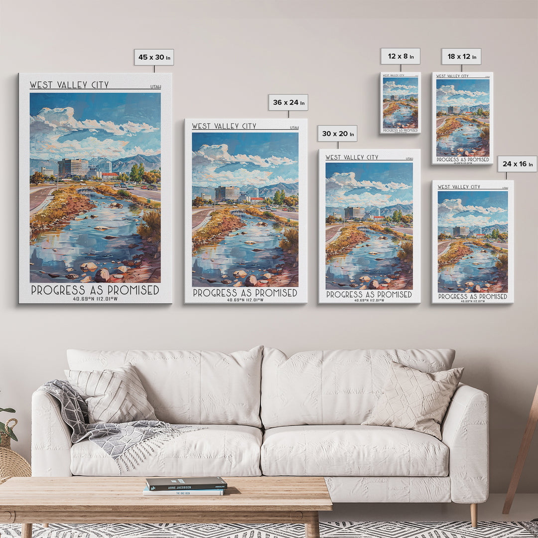 West Valley City Travel Poster, Framed Canvas Print, Travel Prints, Landscape Art, Travel Posters, City Art Print, Travel Wall Decor