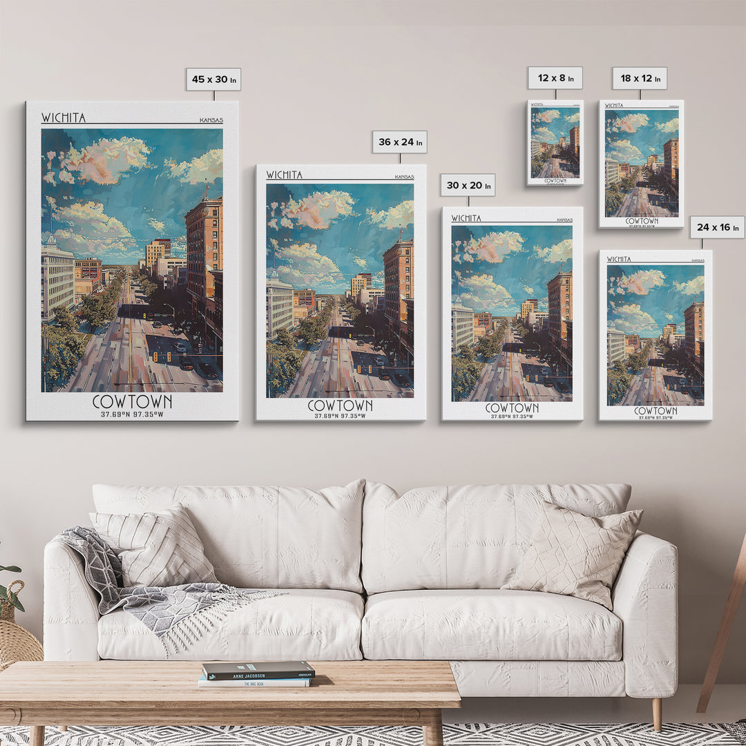Wichita Travel Poster, Framed Canvas Print, City Art Print, Travel Wall Art, Gallery Wall Set, Modern Wall Decor, City Travel Poster