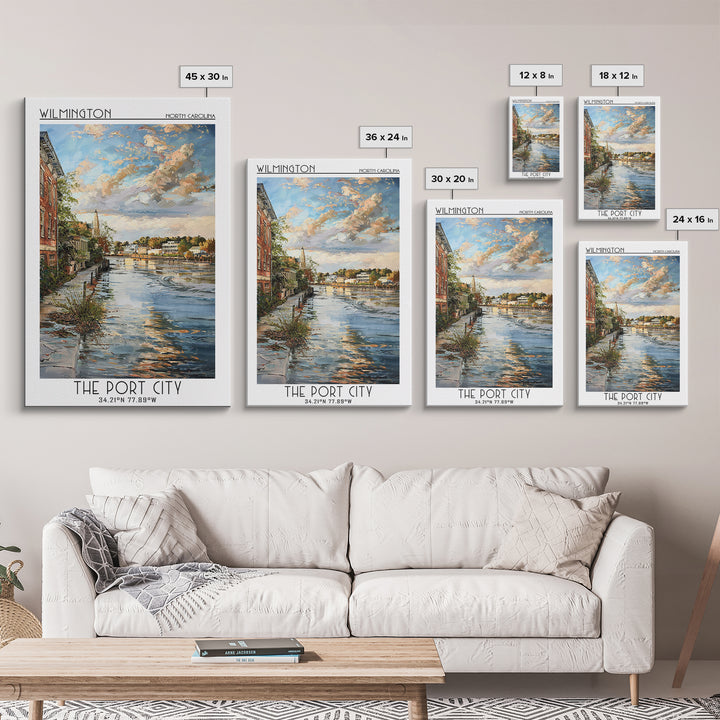 Wilmington Travel Poster, Framed Canvas Print, Travel Wall Art, City Wall Art, Minimalist Poster, Vintage Posters, City Illustration