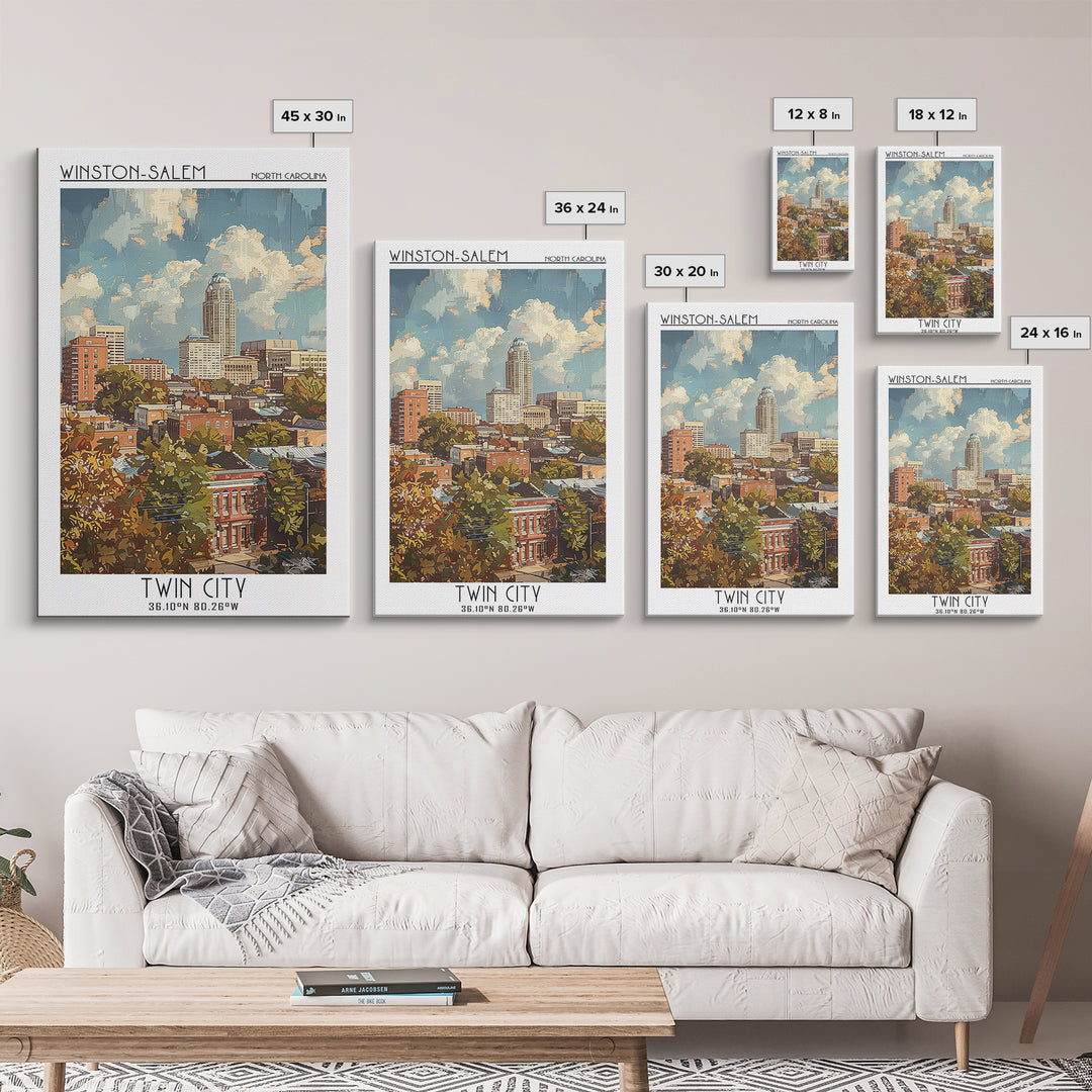 Winston-Salem Travel Poster, Canvas Print, City Travel Poster, Travel Wall Decor, Colorful Wall Art, City Art Print, Travel Wall Art