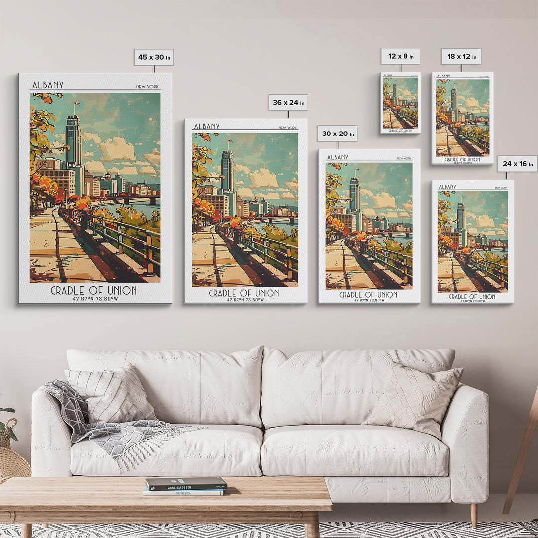Albany New York Travel Poster, Canvas Print, Travel Wall Art, City Wall Art, Wanderlust Gift, Retro Travel Poster, Home Office Decor