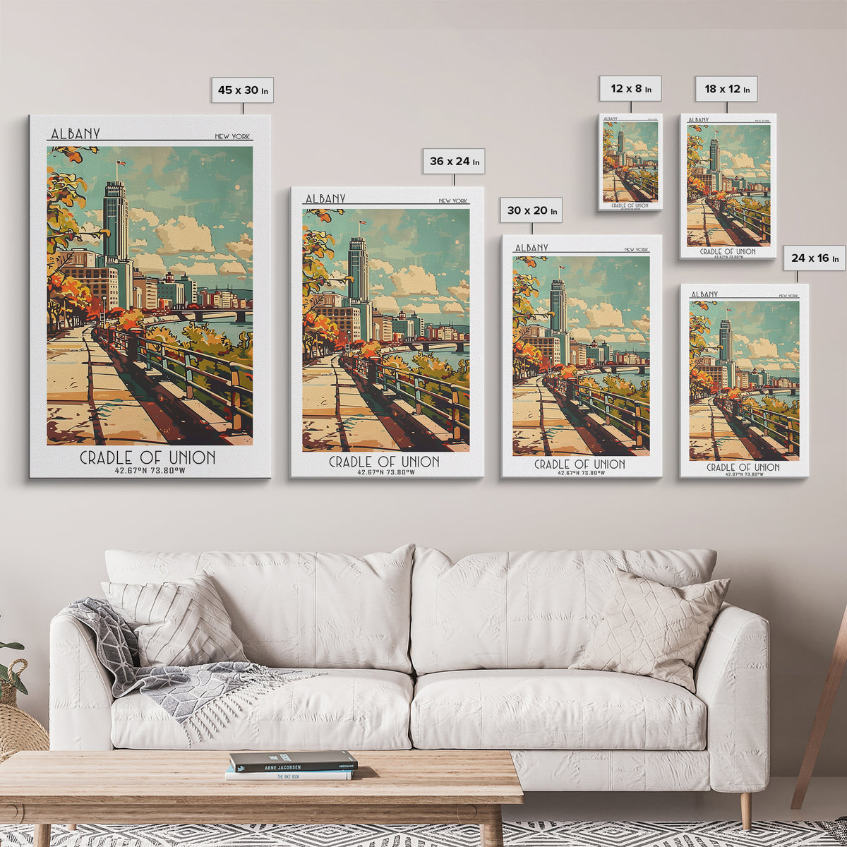 Albany New York Travel Poster, Canvas Print, Travel Wall Art, City Wall Art, Wanderlust Gift, Retro Travel Poster, Home Office Decor