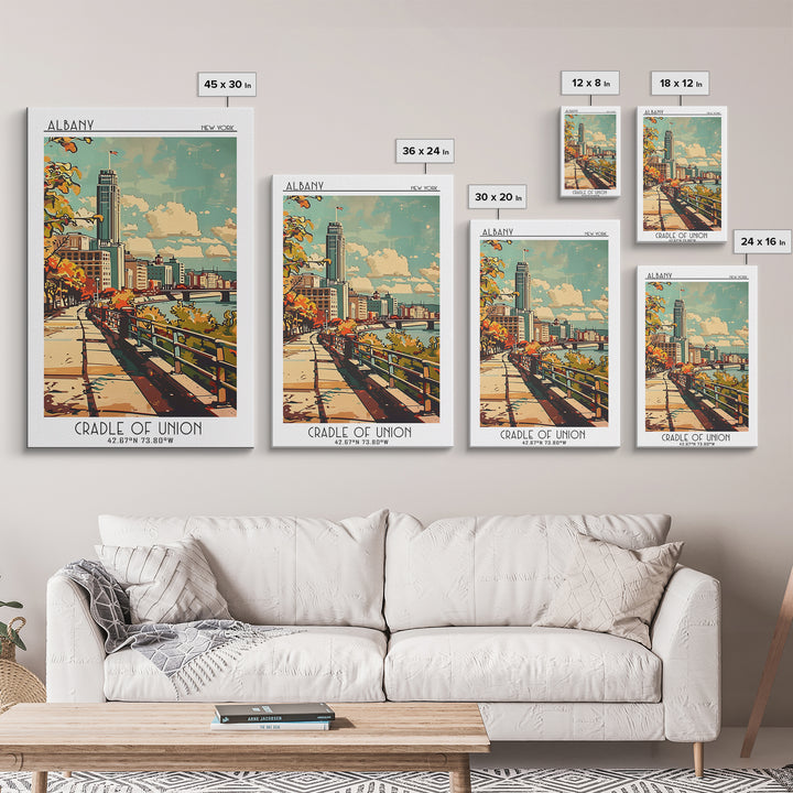 Albany New York Travel Poster, Canvas Print, Travel Wall Art, City Wall Art, Wanderlust Gift, Retro Travel Poster, Home Office Decor
