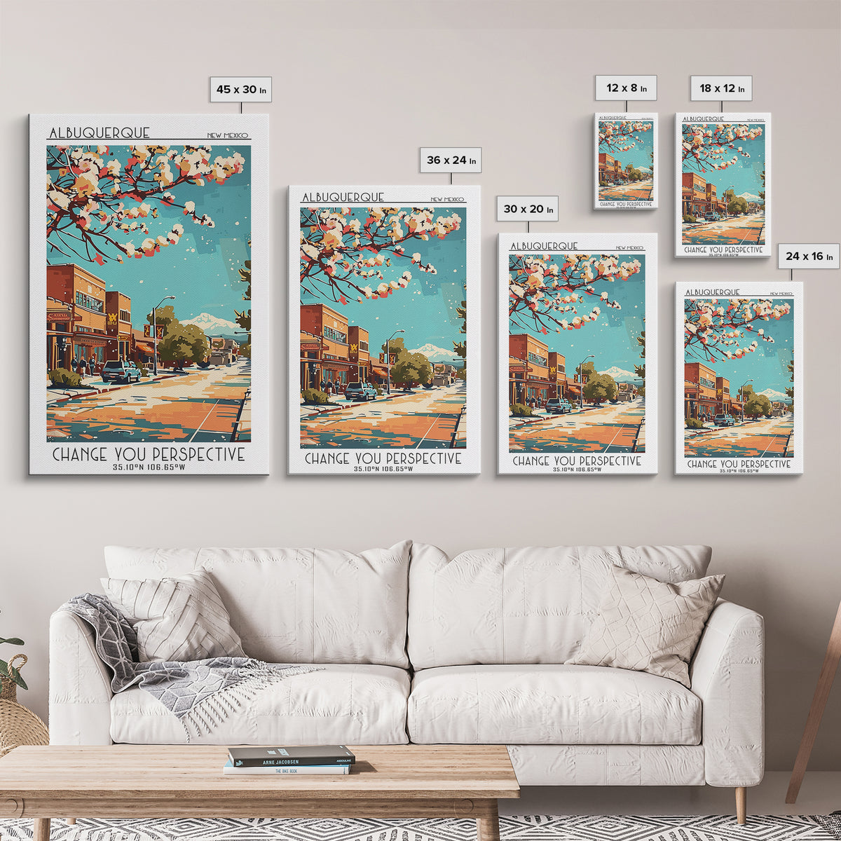 Albuquerque New Mexico Travel Poster, Canvas Print, Retro Wall Art, Travel Print, Travel Wall Art, Fine Art Print, Travel Wall Decor
