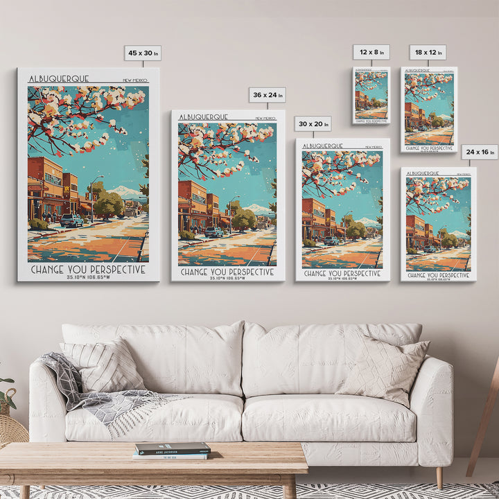 Albuquerque New Mexico Travel Poster, Canvas Print, Retro Wall Art, Travel Print, Travel Wall Art, Fine Art Print, Travel Wall Decor