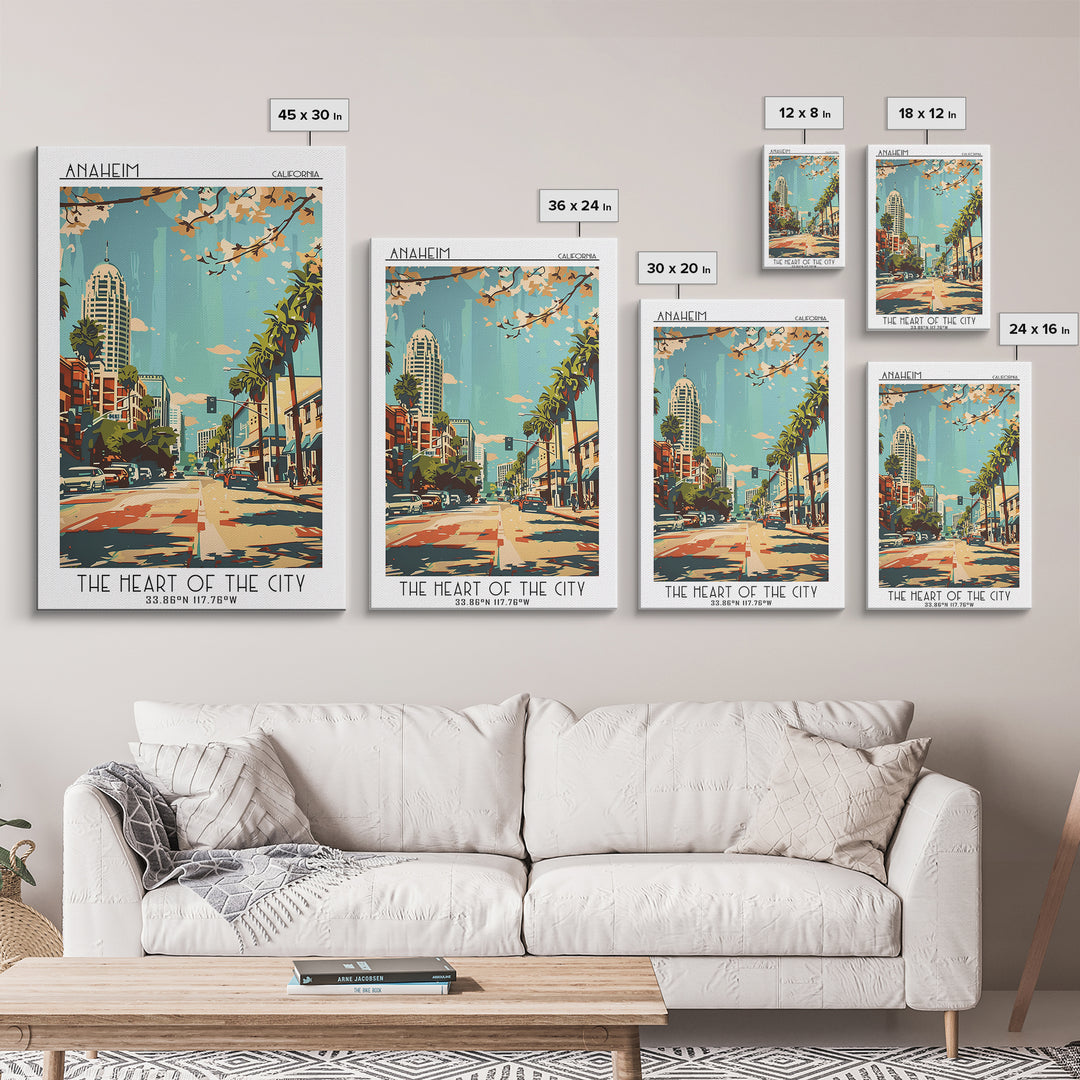 Anaheim Travel Poster, Framed Canvas Print, City Travel Poster, Travel Wall Decor, Travel Prints, Modern Wall Decor, Wanderlust Gift