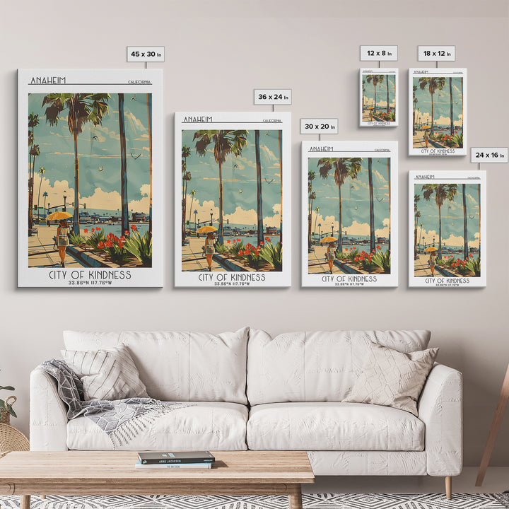 Anaheim California Travel Poster, Framed Canvas Print, Vintage Travel Print, City Wall Art, City Travel Poster, Mid Century Wall Art
