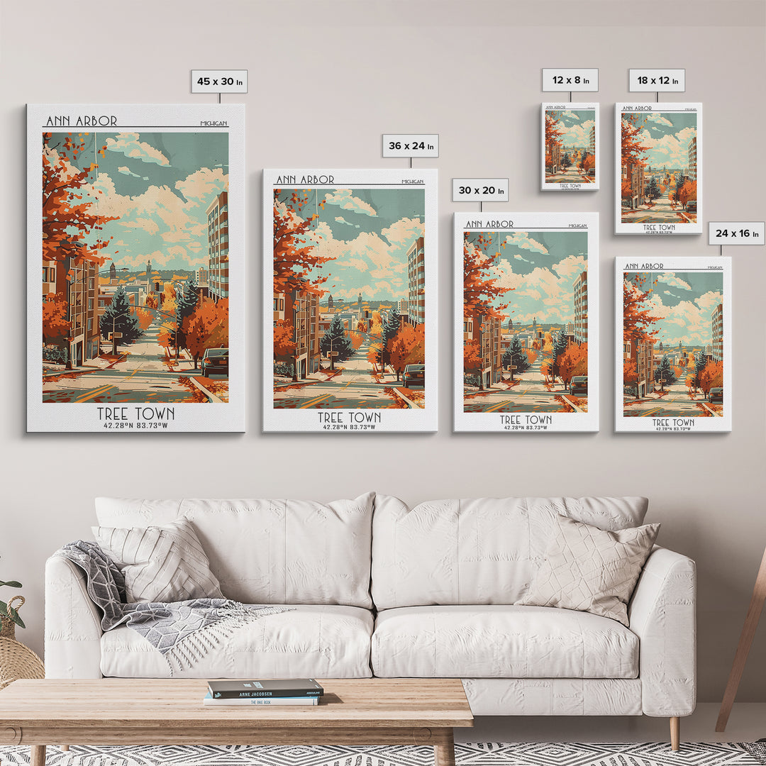 Ann Arbor Travel Poster, Framed Canvas Print, City Travel Poster, Travel Wall Decor, Home Office Decor, Home Decor, Travel Art Print